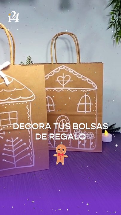 Casa de jengibre: decora fácil tus bolsas de regalo