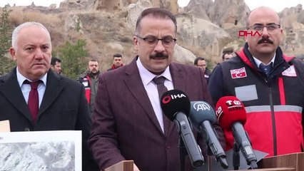 KAPADOKYA'DA ULAŞIMA KAPATILAN YOLDA KURTARMA KAZILARINA BAŞLANDI