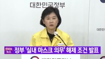 [YTN 실시간뉴스] 정부 '실내 마스크 의무' 해제 조건 발표 / YTN