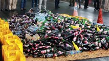 Ribuan Botol Minuman Keras Dimusnahkan Polres Grobogan Usai Apel Gelar Pasukan Operasi Lilin Candi 2022