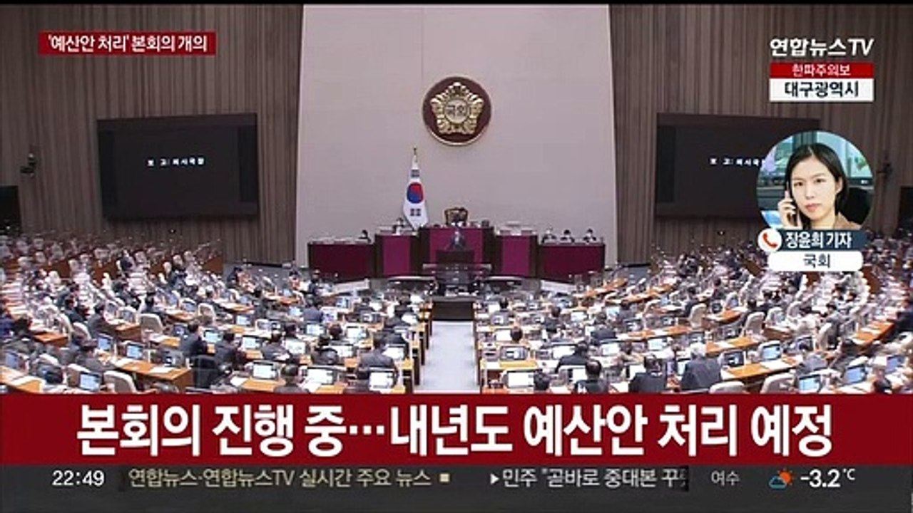 국회 본회의 개의…윤석열 정부 첫 예산안 처리