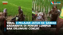 Viral 3 Pelajar Jatuh ke Sawah badannya di penuhi Lumpur Bak Dilumuri Coklat