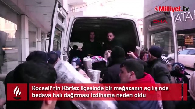 Kocaeli'de bedava halı izdihama neden oldu