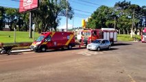 Motociclista fica ferida após colisão na BR-277