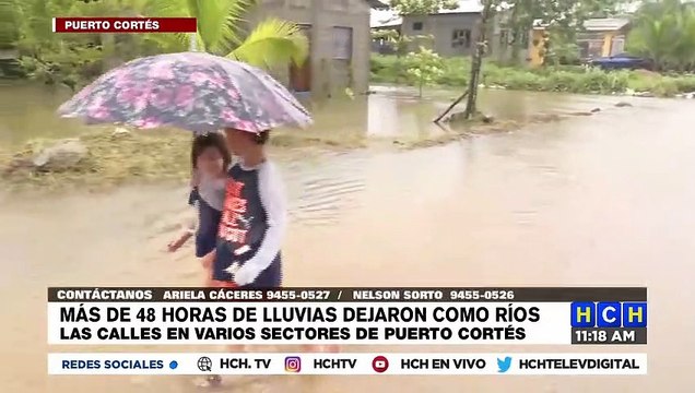 ¡Hasta la pata de agua! Inundados diversos sectores de Puerto Cortés debido a recientes lluvias