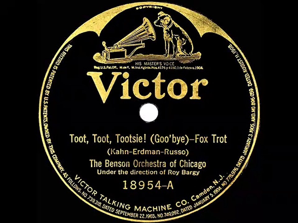 1922 The Benson Orchestra Of Chicago Toot Toot Tootsie Goobye