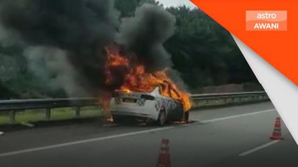 Kemalangan | Kenderaan peronda polis terbakar tiba-tiba di LPT2