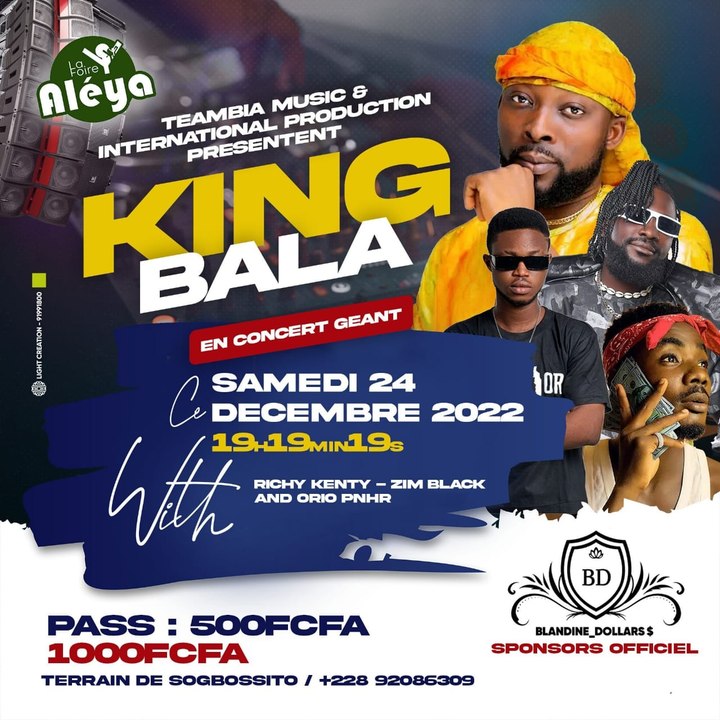RDV TOUT À L'HEURE SAM 24 DEC sur le terrain de sogbossito avec KING BALA