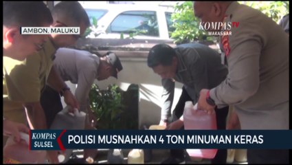Polresta pulau Amboni Musnahkan 4 Ton Minuman Keras