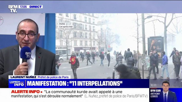 Rassemblement en soutien à la communauté kurde: les personnes interpellées étaient des gens qui participaient à la manifestation , affirme Laurent Nuñez