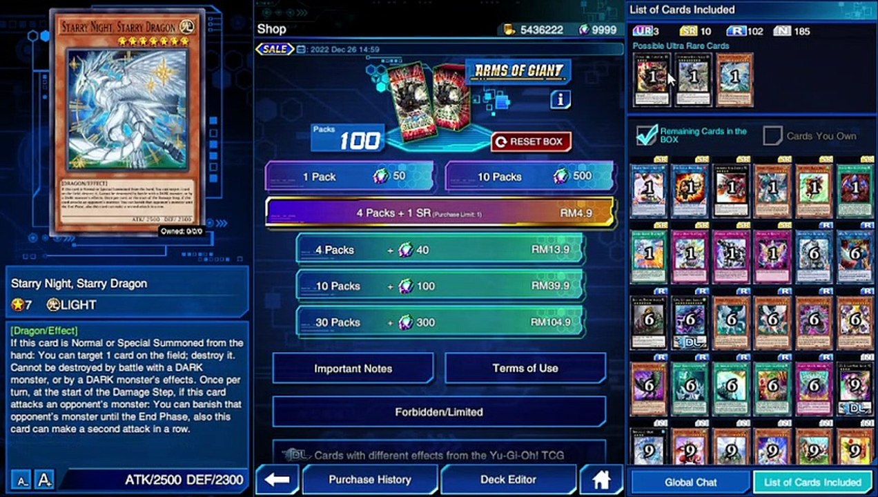 YuGiOh Duel Links - New No.36 Mini Box Arms of Giant Pendulum Reborn Unbox!!!