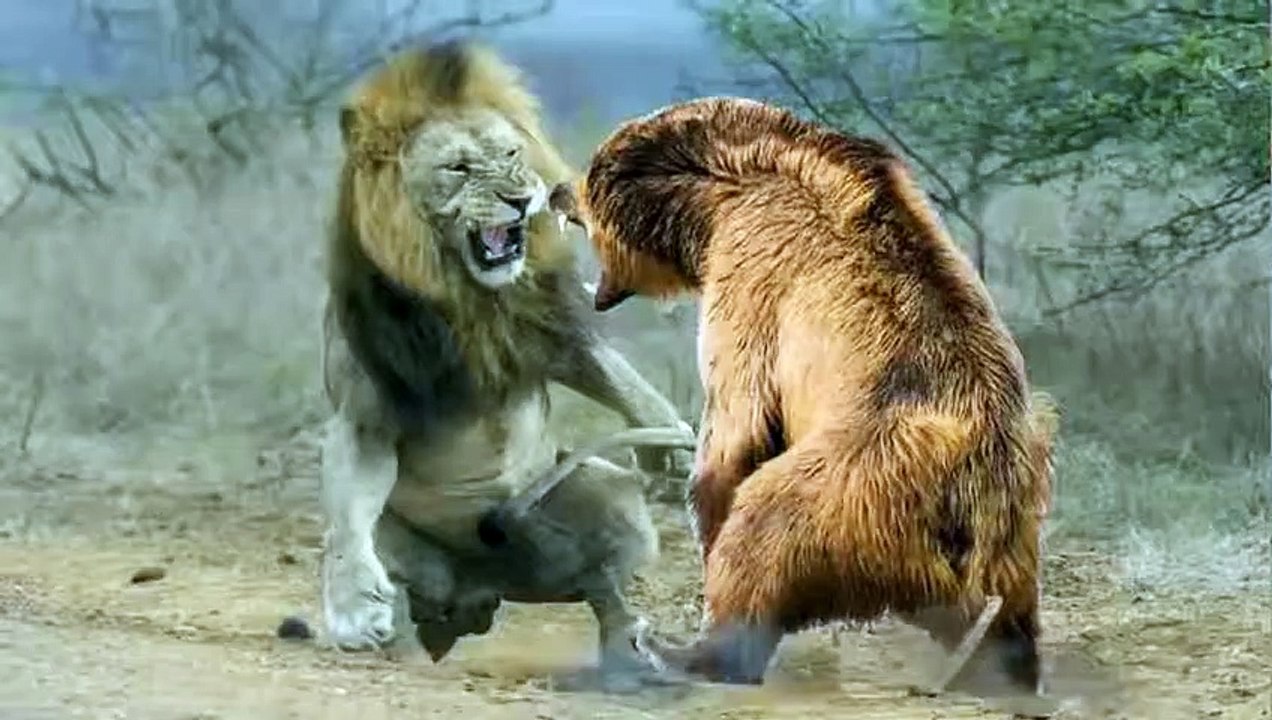 #weired things#wild animal fights#interesting facts Lion vs Bear Real Fights video.