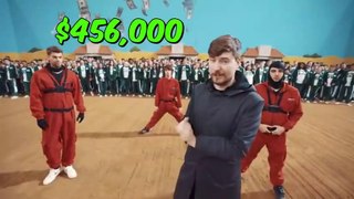$456,000 Squid Game In Real Life! MrBeast  chocolate, net worth, burger restaurant,   American youtuber, pic, gaming, react, squid game, 24 hours, meme, island, Espanol, chocolate factory, subscriber count, earning,