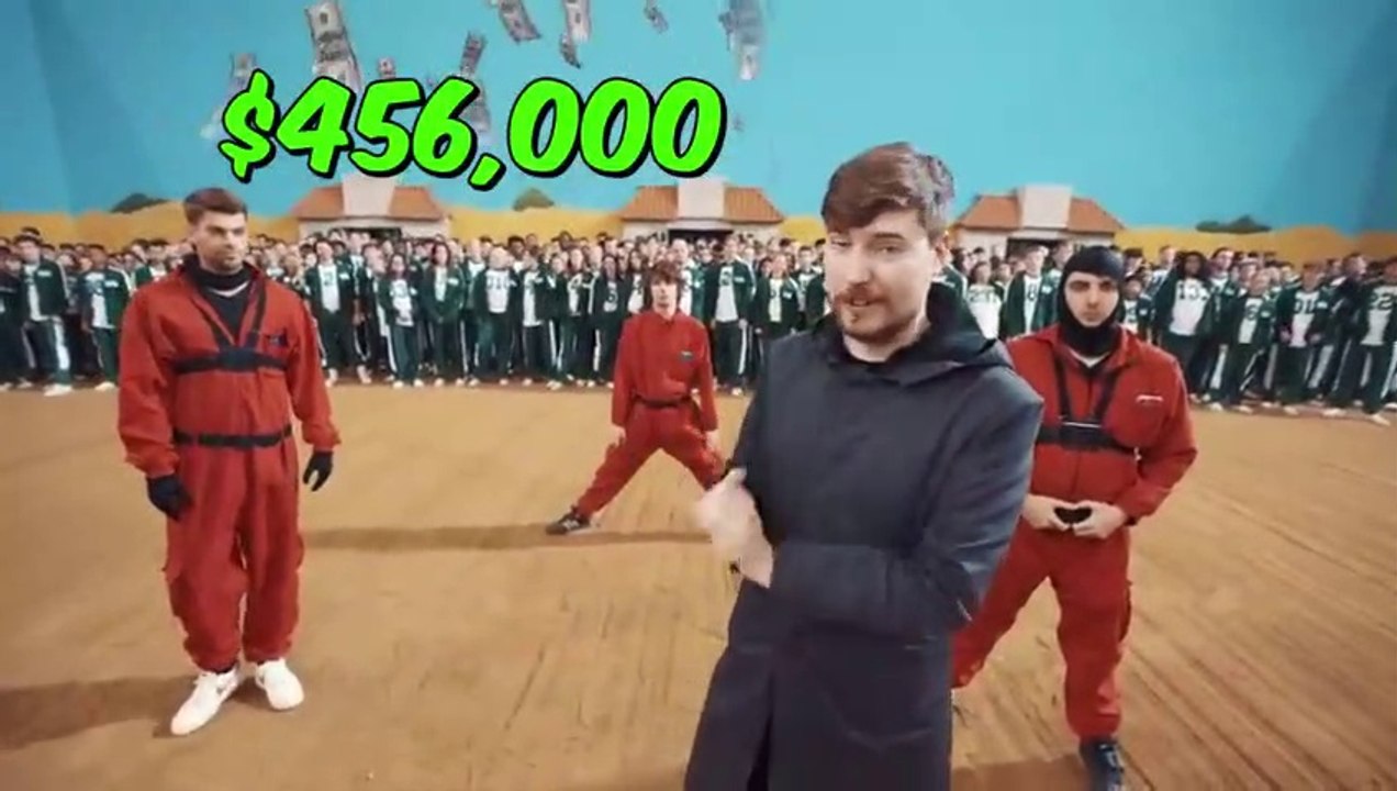 $456,000 Squid Game In Real Life! MrBeast  chocolate, net worth, burger restaurant,   American youtuber, pic, gaming, react, squid game, 24 hours, meme, island, Espanol, chocolate factory, subscriber count, earning,