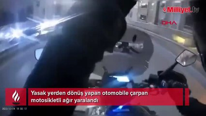 Otomobile çarpan motosikletli ağır yaralandı