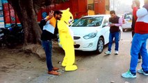 Teddy bear prank on road