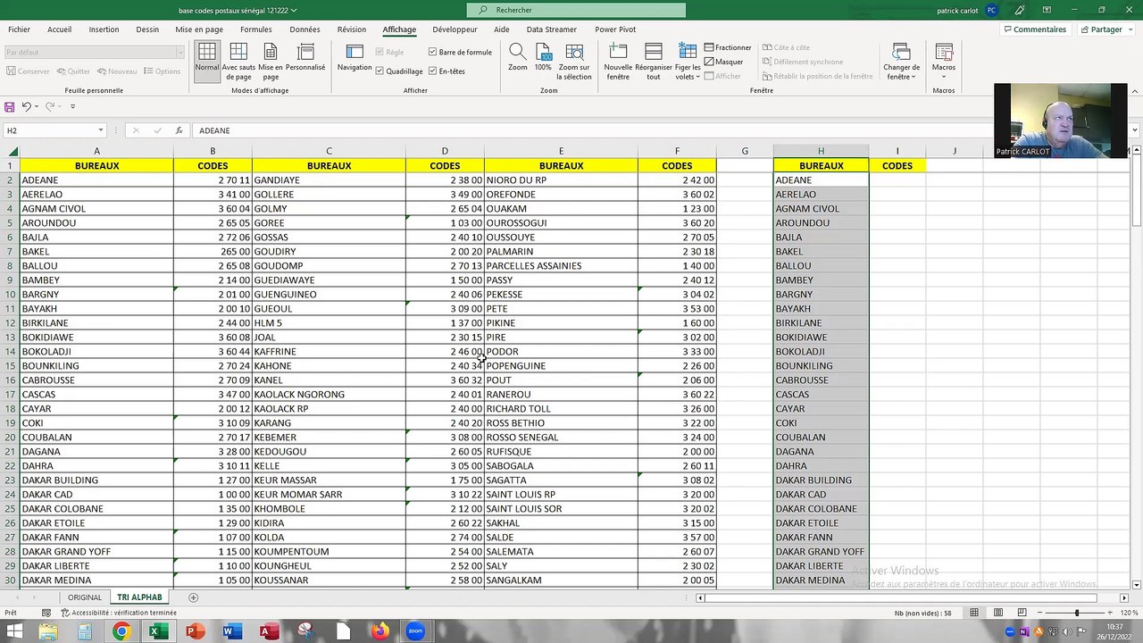 Excel Recherchex Villes Et Codes Postaux Sénégal Vidéo Dailymotion 1352