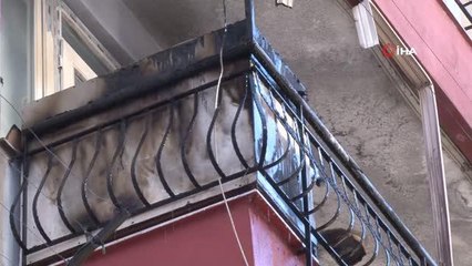 Balkonda çıkan yangın ev sahibi kadını gözyaşlarına boğdu