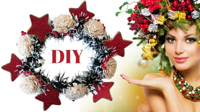 How to make Christmas Tiara Crown at Home | DIY Sola Wood Flower Hair Accessories | Xmas Headband Headpiece