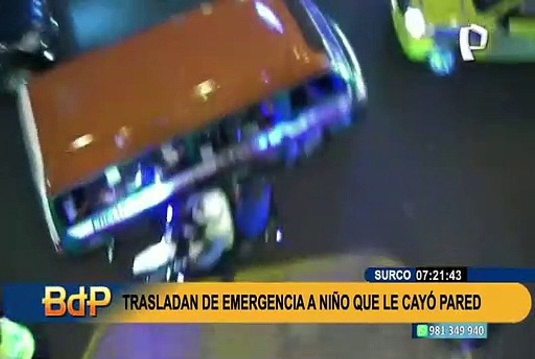 Surco: niño de cinco años se salva de morir tras caerle pared en construcción encima