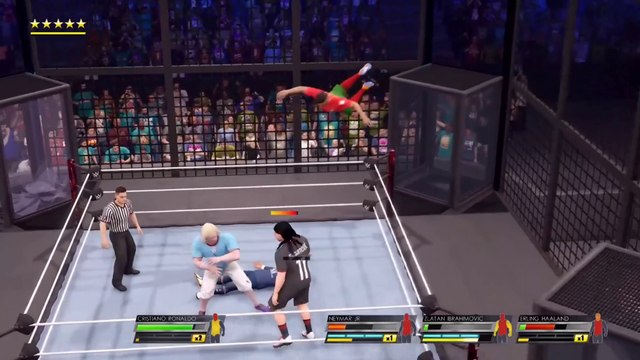 WWE2K22 - Ronaldo Vs Haaland Vs Zlatan Vs Messi Vs Neymar Vs Mbappe - Elimination Chamber Match [Part 2]