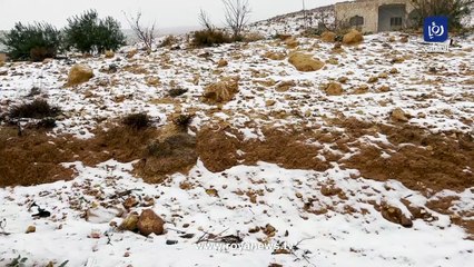 الثلوج تغطي منطقة الهيشة في لواء الشوبك
