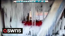 Texas car wash covered in long icicles as massive winter storm brings unusually frigid temperatures