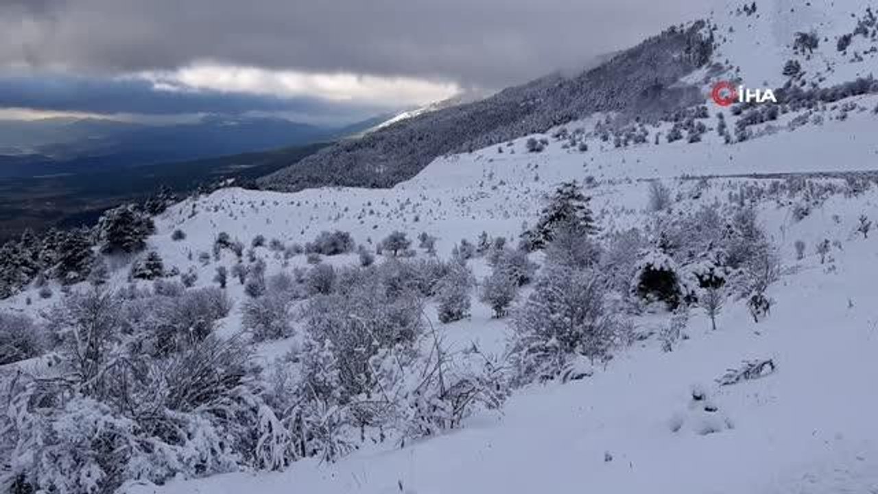 Karla kaplı Abant'ta kış güzelliği