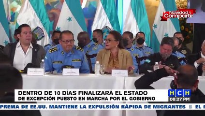 En 10 días finalizará el estado de excepción impuesto por el gobierno en zonas calientes de Honduras