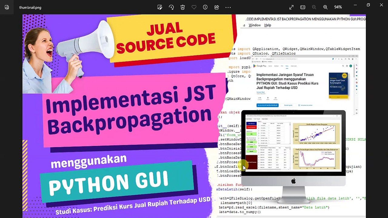 JUAL SOURCE CODE MURAH | Prediksi Kurs Rupiah-USD Dengan JST Backpropagation Menggunakan PYTHON GUI
