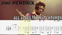 JIMI HENDRIX - ALL ALONG THE WATCHTOWER Guitar Tab | Guitar Cover | Karaoke | Tutorial Guitar | Lesson | Instrumental | No Vocal