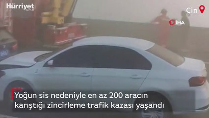 Çin’de 200 aracın karıştığı zincirleme trafik kazasında 1 kişi öldü.