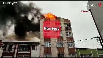5 katlı binanın çatı katında yangın çıktı
