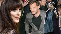 Jamie Dornan slams Dakota, as she quips Amelia Warner is a 'laying machine' by absence from premiere