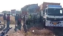 शिवपुरी: तूफानी रफ़्तार से दौड़ रहे ट्रको के बीच हुई जोरदार टक्कर,देखें पूरा वीडियो