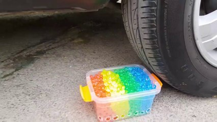 Experiment_ Car vs Rainbow Orbeez Bottles _ Running over stuff with car - SATISFYING VIDEO