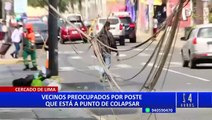 Cercado de Lima: accidente de tránsito deja poste en mal estado y con cables expuestos