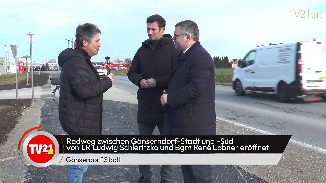 Radweg zwischen Gänserndorf-Stadt und -Süd von LR Ludwig Schleritzko und Bgm.  René Lobner eröffnet