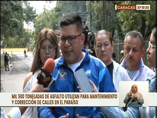 Gobierno de Caracas realiza corrección de calle con 1.500 toneladas de asfalto en El Paraíso