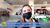 Van y vienen; repuntan 50% corridas en terminal ADO Coatzacoalcos