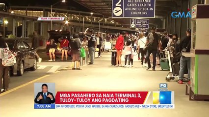 Mga pasahero sa NAIA Terminal 3, tuloy-tuloy ang pagdating | UB