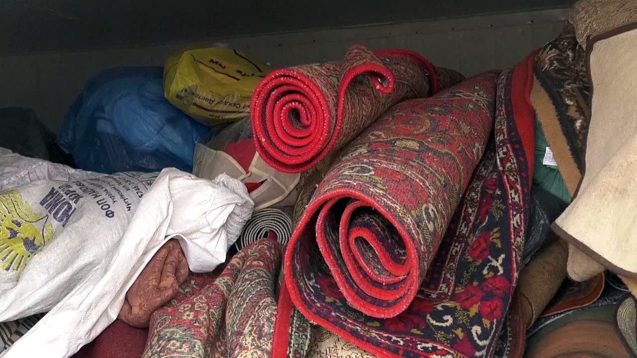 Ukrainian dog shelter uses donated rugs to insulate kennels