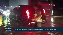 Polantas di Kabupaten Labuhan Batu Bantu Pengendara di Tengah Banjir