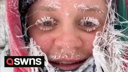 Sub-zero temperatures in Montana completely freeze woman's eyelashes and hair in just 45 minutes