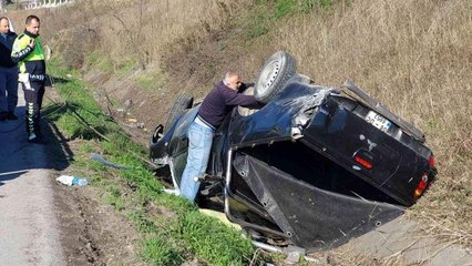 Aracıyla su kanalına yuvarlanan öğretmen ölümden döndü