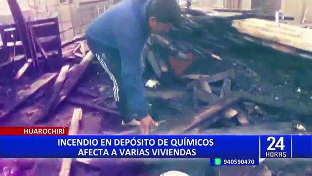 Huarochirí: incendio en depósito de químicos afectó cuatro viviendas