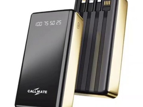 Callmate 30000 mAh Lithium Polymer Power Bank T801 with 15 Watt Fast Charging, Golden