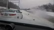 Ohio police officer narrowly avoids being hit by skidding truck on icy road