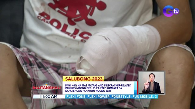 44% na mas mataas ang Firecracker-related injuries nitong Dec. 21-29, 2022 kumpara sa kaparaehong panahon noong 2021 ─ DOH | BT