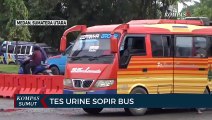 Petugas Gabungan Tes Urine Sopir Secara Acak di Terminal Pinang Baris Medan